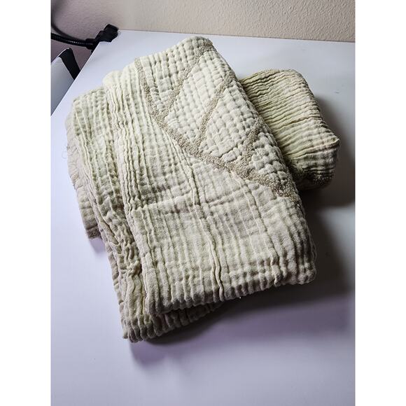 URBAN OUTFITTERS Tan Gauze Stretch Boho Textured STANDARD Pillow Sham - Set of 2 - Picture 10 of 10